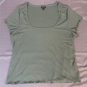 Torrid Ribbed Short Sleeve Top Women’s 3X | Sage Green | Lettuce Edge Hem